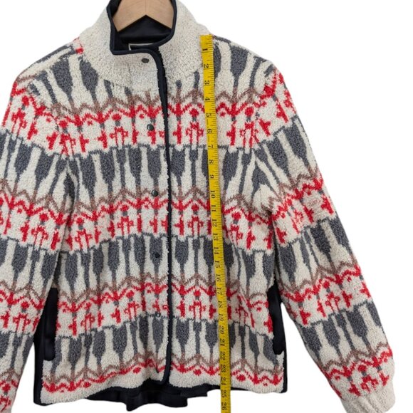 Sleeping on Snow Anthropologie Sherpa Jacket Womens Fair Isle Wool Size SP - Picture 7 of 10